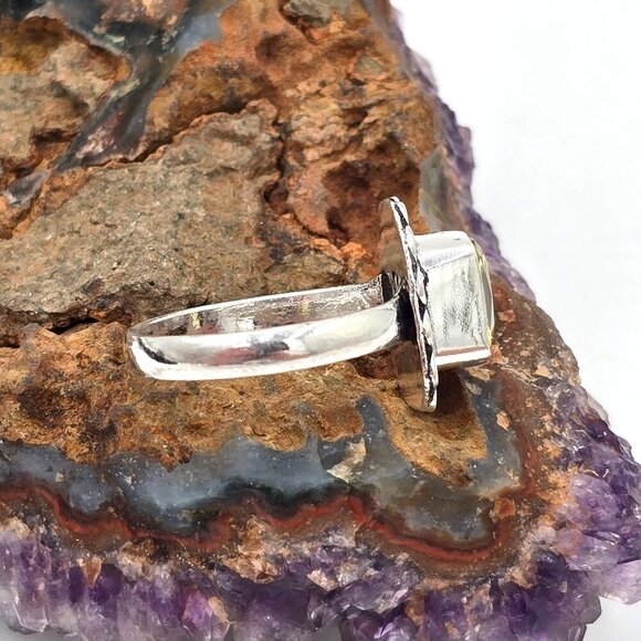 925 Sterling Silver Plt Square Citrine Ring Size 10 Bezel Setting Fine Jewelry - Picture 5 of 6